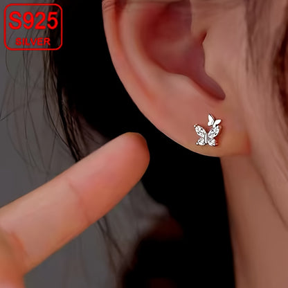 925 Double-layer Butterfly Zircon Earrings